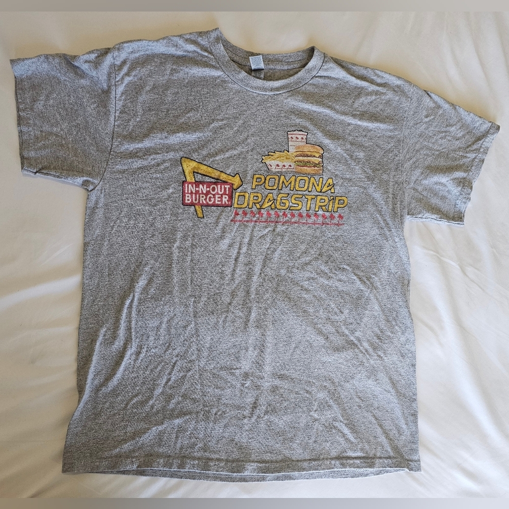 mens pomona dragstrip Burger innoutburger vintage Graphic T-shirt Gildan L drag